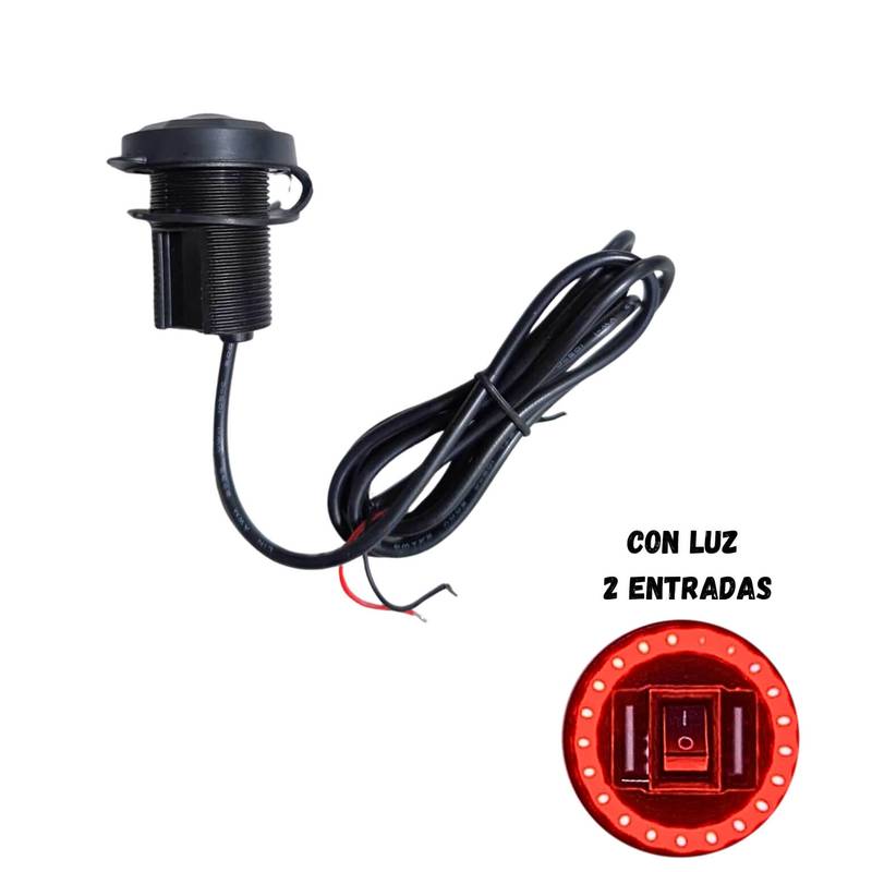 CARGADOR CELULAR USB DOBLE C/SWITH ROJO
